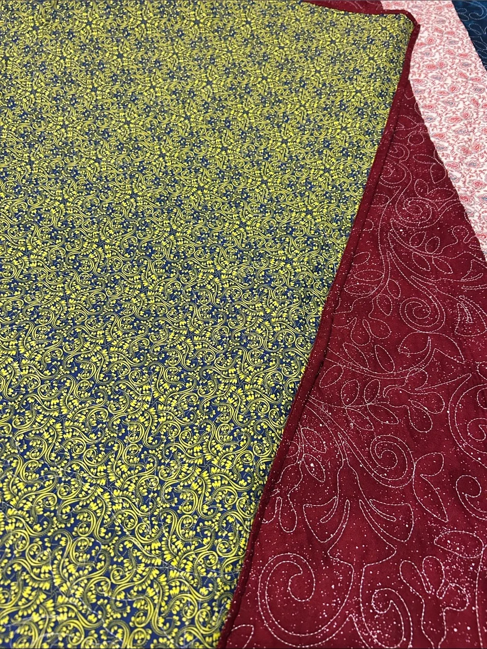 ONE OF A KIND- HANDCRAFTED Multicolor Paisley Panel Quil